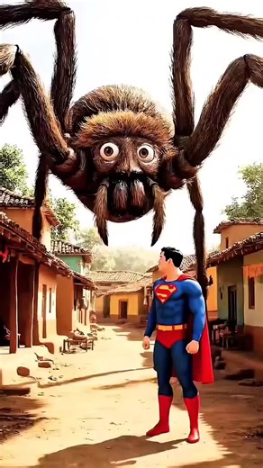 A Huge Spider Attacks Superman’s Village… Can He Stop It in Time？ 🥹 #ai #mom #viral #supermen #hulk