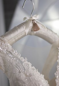 Personalized Satin Hanger for Wedding Dress, Embroidered, Well Padded Metal Frame With Ribbon, Bow, Tassel and Custom Charm - Etsy