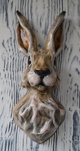 Plaster Hare Head Wall Sculpture: Hand-painted Rabbit Art - Etsy UK