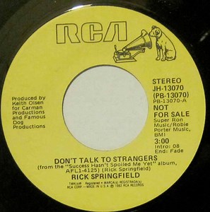 Rick Springfield – Don't Talk To Strangers (1982, Monarch Vinyl Pressing, Vinyl)