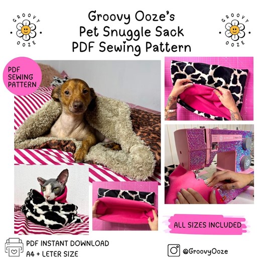 Pet Snuggle Sack Sewing Pattern: DIY Pet Bed, 4 Sizes (PDF Download) - Etsy Australia
