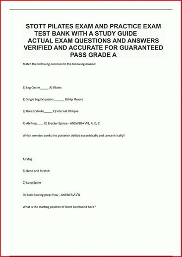 Stott Pilates Exam And Practice Exam Test Bank With A Study video