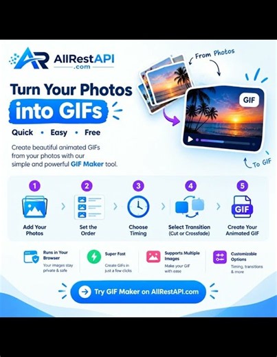 🎬 Create Animated GIFs from Photos in Seconds | Free GIF Maker – AllRestAPI #freetools #allrestapi