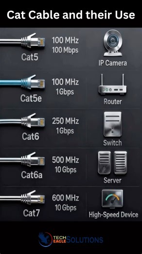 Cat Cable and their Use #generalknowledge #networkingpower #ittraining #EVI