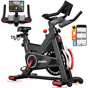 Pooboo Commercial Exercise Bike Pro Magnetic Stationary Bicycles for Gym Home Workout with 45 LBS Flywheel, Bluetooth, SPD Pedals & Forearm Weight up to 400LBS
