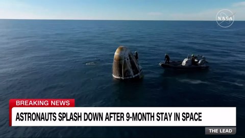 Dolphins greet astronauts as SpaceX capsule splashes down