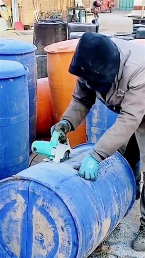 Satisfying Plastic Barrel Cutting! #shorts