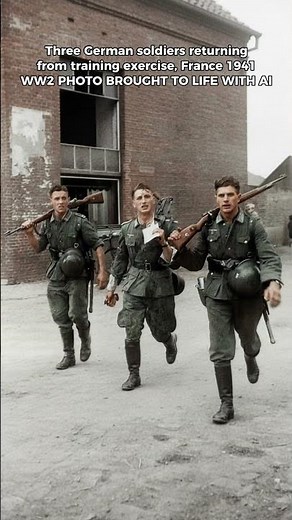 Three German Soldiers Returning From Training Exercise, France 1941