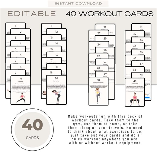 Workout Cards: Fitness Exercise Templates (digital Download), Fitness Coach Resource - Etsy