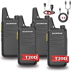 Walkie Talkies BAOFENG T20D Long Range Two Way Radios with USB-C Charging Compact Portable Design for Outdoor Adventures, Team Communication and Emergency Use (T20D x 4 Pack)
