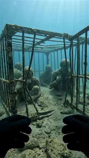 I found this underwater and still don’t understand what it is. Looks ancient… and disturbing. No movement. No explanation. #underwater #diving #fyp #deepsea #viral