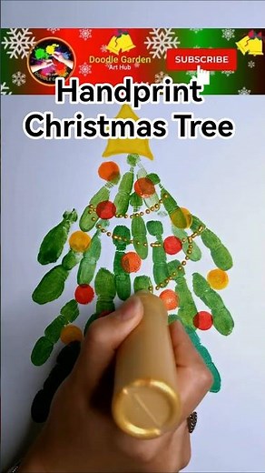 Easy Handprint Christmas Tree Art for Kids | Fun Fingerprint Painting Idea