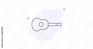 acoustic guitar 2d animated outline icon. acoustic guitar line icon 4k video motion design graphics for web, mobile and ui design.