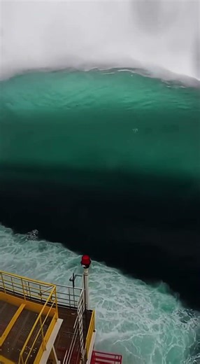 Massive Wave Swallows Oil Rig in Seconds #ocean #danger #extreme