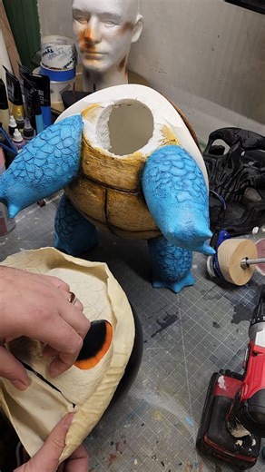 Further work on the Squirtle puppet for @ricomicconofficial this weekend! #squirtle #pokemon #pokemoncommunity #puppetmaking #puppet #ricc #ricomiccon | Bulletproof Studios LLC.