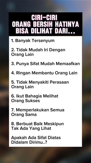 Part 202 : Ciri orang bersih hatinya.. #motivasi #shorts #trending #fyp #motivasikehidupan