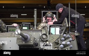 Luke Pollards rides in AJAX AFV during defence visit Stock Video Footage - Alamy