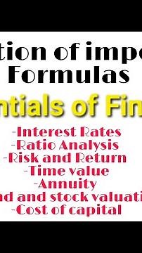 Most Important Formula || Essentials of Finance || BBA 3rd Semester