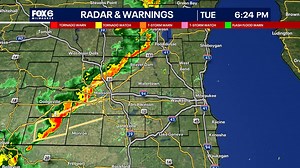 6/3 6:36PM Line of storms moving into southern Wisconsin is starting to perk up. The tan boxes indicate portions of the storm that are strong but just below severe limits where winds can gust up to 50mph. We will be monitoring these closely as they continue to move towards the lake over the next 4 hours. fox6now.com/weather -Lisa | FOX6 Weather