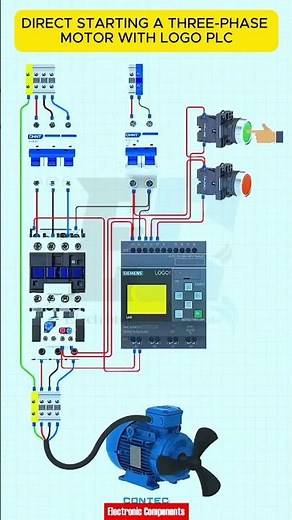 direct start a three-phase motor with LOGO PLC step by step. #youtube#electrician #vairal #motor