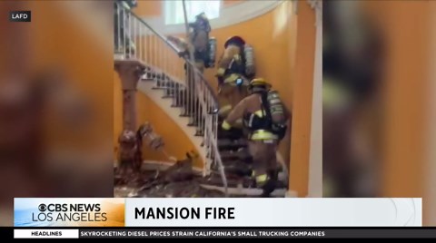 LAFD crews share video of firefighting operations inside burning Beverly Crest mansion