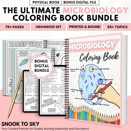 Nursing Microbiology Coloring Book Physical | Bacteria Virus Lab Diagrams Study Guide Workbook for Students + Free Digital PDF - Etsy