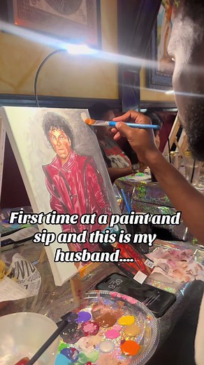 First Time Paint and Sip: Husband’s Michael Jackson Art