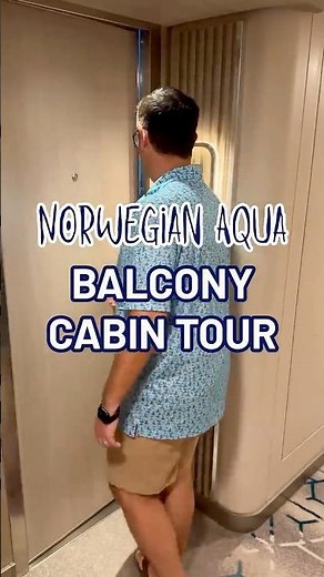 Come tour our Norwegian Aqua balcony cabin with us! #cruise #shorts