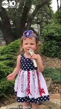 2-year-old girl sings the National Anthem on Memorial Day