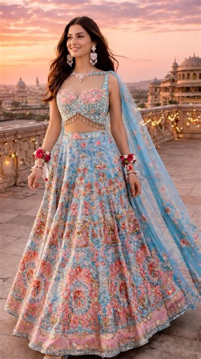 Sky Blue Bridal Lehenga Look ✨ Dreamy Wedding Fashion 2026 #ootdguide #ethnicwear #explore #viral