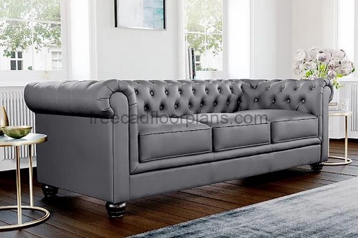 Chesterfield Sofa - Free CAD Drawings