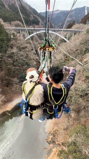 念願の初バンジー‼️ また飛びたいような飛びたくないような気分 #秩父#秩父ジオグラビティパーク #バンジー#キャニオンスイング