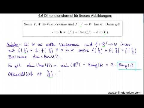 Dimensionformel für lineare Abbildungen Teil I - Mathematik Video Tutorium