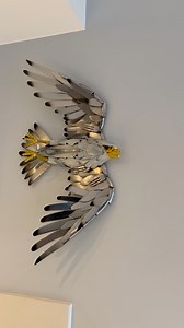 This falcon is made entirely of recycled materials and is a wall-mounted model, ideal for indoor use. Now available! #metalwork #MetalArt #scrapmetalart #scrapmetal #recycling #howitsdone #lassen #falcon #forsalenow #welding #zottegem | DSB-Art