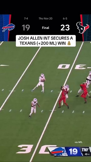 Josh Allen throws his 2nd INT to end the game 🥶 #nfl #joshallen #buffalobills #texans #tnf | SportsLine