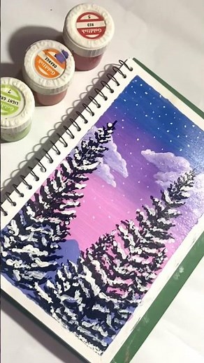 Beautiful Winter Night Painting Tutorial 💜