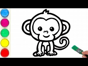 Little Monkey Drawing, Painting & Coloring for Kids and Toddlers | Learn Animals - Videos For Kids