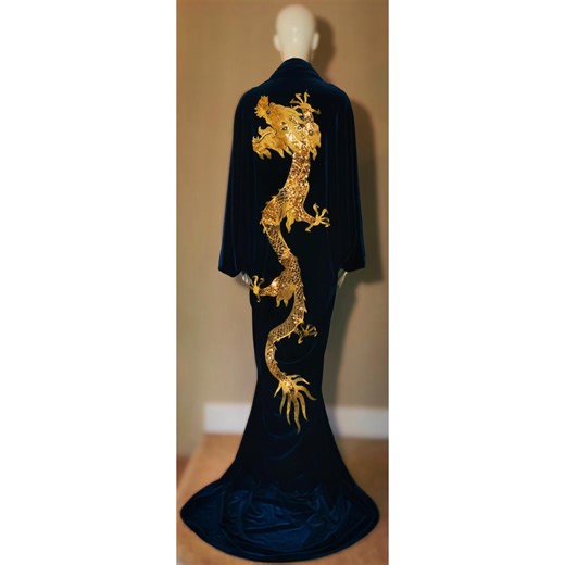 Buy Velvet Dragon Robe-substance Dragon Robe-custom Handmade Dark Blue Velvet Robe,gift,mothers Day Online in India - Etsy