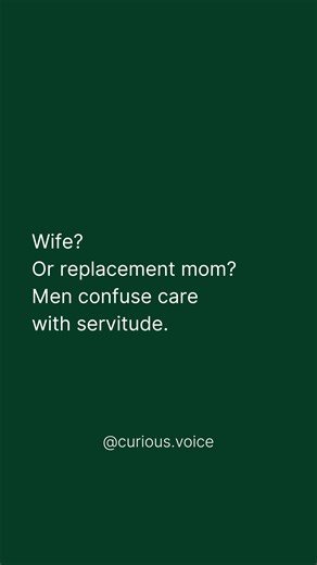 Let’s talk about the mama’s boy generation. Men who grew up equating love with being taken care of. Who were taught that a woman’s patience is proof of her love, and that being served is somehow being loved. They don’t mean harm, they just never had to unlearn it. Because when you’re raised to believe a woman’s role is to comfort, forgive, and adjust, you start mistaking that conditioning for affection. And now, so many men aren’t looking for partners. They’re looking for caretakers who won’t ca