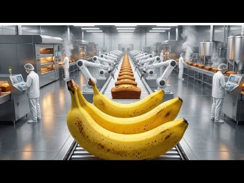 Banana Bread Factory Tour 🍌 Mass Production Process Industrial ASMR