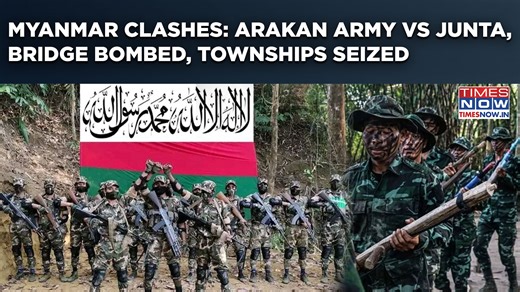 Myanmar's Rakhine State is embroiled in intense clashes between the Arakan Army (AA) and the military junta. The AA has seized key regions, bombed strategic bridges, and taken control of several military outposts. India and China are on high alert due to the escalating conflict. #myanmar #myanmarconflict #arakanarmy #junta #militaryjunta #myanmarnews | TIMES NOW