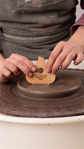 Garlic grating plate in 1, 2, 3 steps. Our Garlic Plate Tool is back! #garritytools #potsinaction #ceramics #ceramicswheel #throwingwheel #throwingtool #potteryrib #throwingrib #instapottery #ceramicsstudio #potteryclass #pottery #potterywheel #wheelthrowing #wheelthrown #handthrown #porcelain #earthenware #potterytools #nceca #handtool #sculptingtools #ceramicstool #ceramicist #handmadeisbetter #ClayLife #ceramiclife #claylove #potterylife | Garrity Tools