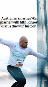 Australian Olympian Matthew Denny broke his own Australian record with the fifth longest discus throw of all time at an event in the US. A huge throw elevates Denny into rarefied air, with the discus athlete recording the fifth longest effort of all time while becoming the first Australian to eclipse the 70m mark at the Oklahoma Throws series in the US. Denny, who won a bronze medal at the Paris Olympics last year, smashed his previous personal best and national record of 69.96m set in the Diamo