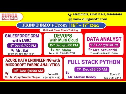 New Batches in Online & Class Room Training @ DURGASOFT