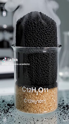 ⚠️ WARNING: CHEMISTRY DEMONSTRATION – DO NOT ATTEMPT WITHOUT SUPERVISION ⚠️ In this experiment, we observe a fascinating chemical reaction between sugar (sucrose) and concentrated sulphuric acid (H₂SO₄). This is a powerful dehydration reaction, where sulphuric acid removes water molecules from sugar, leaving behind pure carbon. When the acid is added to sugar, the reaction is extremely exothermic (releases a lot of heat). The mixture quickly darkens, expands, and forms a black, porous mass of ca