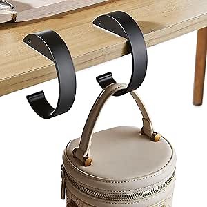 ""C-Style Purse Hook for Table – 2Pack 2024 New Metal Bag Hanger, Elegant Handbag Hanger, Desk Purse Table Hook, Suitable for All Bag Types (Black), GUA1-2