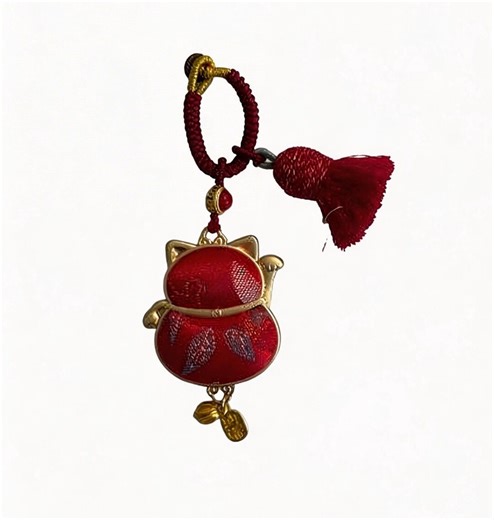 Red Maneki Neko Charm – Japanese Lucky Cat Keychain, Handmade Silk Good Luck Amulet, Fortune Charm Gift From Kyoto - Etsy