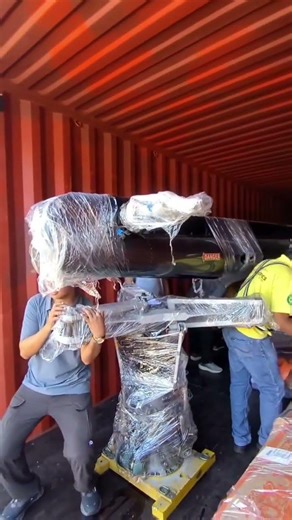 Work Hard successful disassembly AS350 5Airbus Helicopter into container ready to shipto the owner