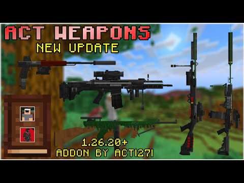 ACT Weapons New Update and Features! - 3D Guns Addon Showcase in Minecraft Bedrock and Mcpe 1.26.20+