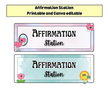 Affirmation Station | 26 Positive Affirmations   Editable Headers | Classroom De